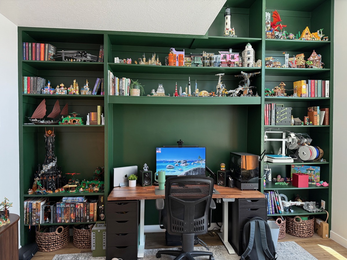 Beautiful custom floor-to-ceiling office shelving